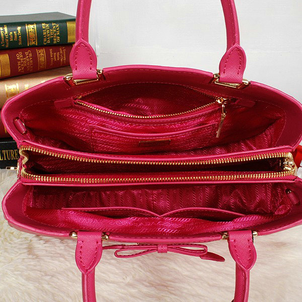 2014 Prada saffiano calfskin tote BN2244 rosered